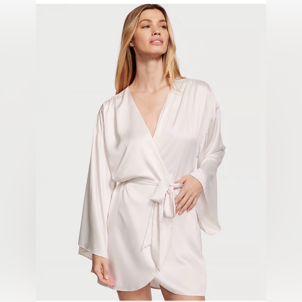 Victoria's Secret Cream Satin Bride robe